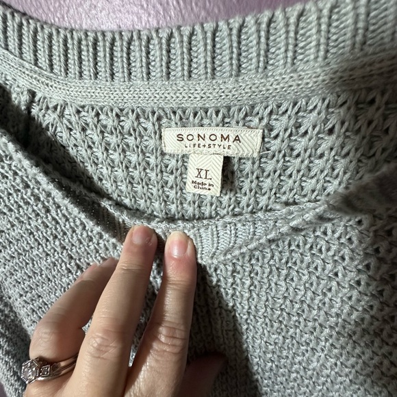 Sonoma Women's Soft Gray Crew Neck Sweater - Picture 2 of 3